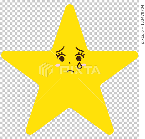 涙を流す泣き顔の星キャラクター（シンプルでかわいいしょんぼり表情） 133479704