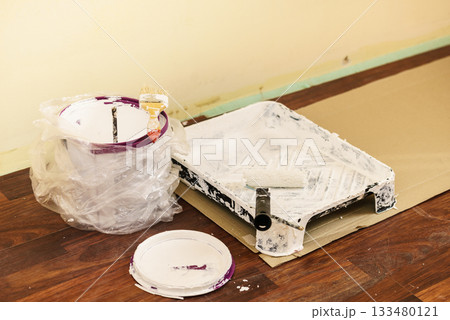 White paint with essentials equipment 133480121