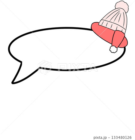 吹き出し　ニット帽　マフラー 133480126