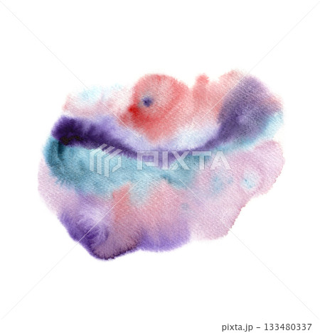 Abstract blurred watercolor stain in soft purple, blue and pink for space themed design. Abstract blurred watercolor stain in soft purple, blue and pink for space themed design. 133480337