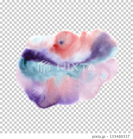 Abstract blurred watercolor stain in soft purple, blue and pink for space themed design. 133480337