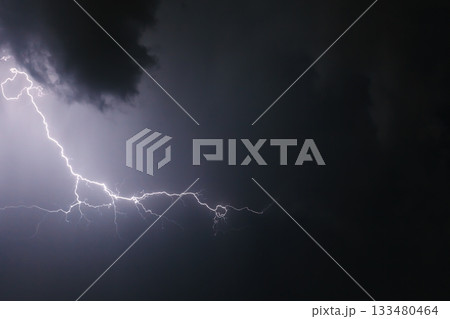 Lightning with dramatic clouds 133480464
