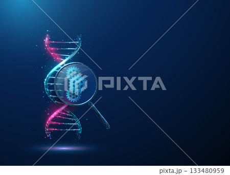 3d DNA under magnifying glass with gears inside. Genetic research, DNA analysis, molecular biology, scientific innovation, mechanized system concept. 3d DNA under magnifying glass with gears inside. Genetic research, DNA analysis, molecular biology, scientific innovation, mechanized system concept. 133480959