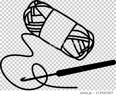 手描きの紙巻き毛糸とかぎ針イラストのアイコン 手描きの紙巻き毛糸とかぎ針イラストのアイコン 133481007