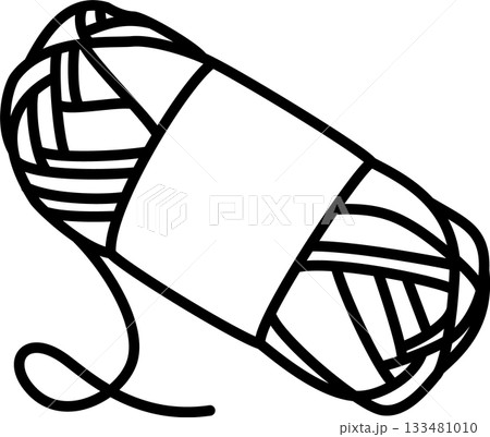 手描き紙巻き毛糸イラストのアイコン　円筒形タイプ 133481010