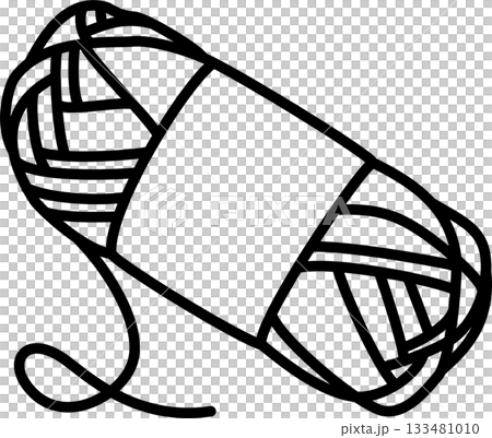 手描き紙巻き毛糸イラストのアイコン　円筒形タイプ 133481010