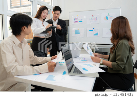 Group asian business team meeting for planning and strategy marketing in office. Group asian business team meeting for planning and strategy marketing in office. 133481435