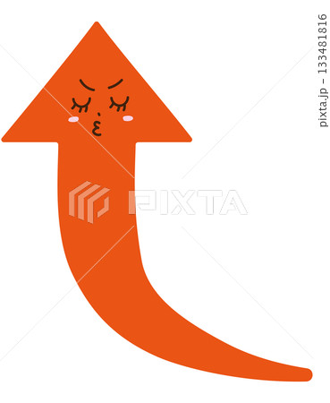 怒った表情の上向き矢印キャラクター 133481816