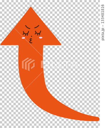 怒った表情の上向き矢印キャラクター 133481816