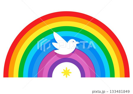 Rainbow and bird image. Flat vector illustration Rainbow and bird image. Flat vector illustration 133481849