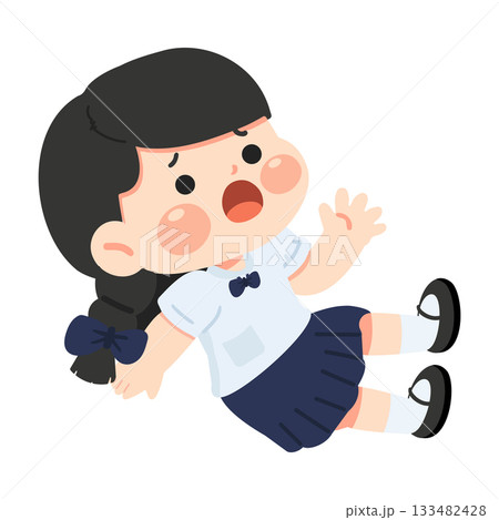 Cartoon Girl Falling Down Illustration Cartoon Girl Falling Down Illustration 133482428