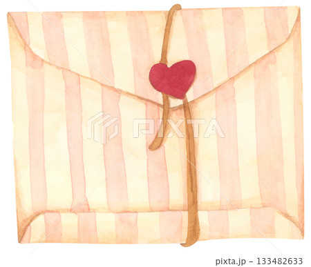 Romantic Watercolor Love Letters, Vintage Pink and Beige Envelopes with Heart for Valentine Day Illustration Romantic Watercolor Love Letters, Vintage Pink and Beige Envelopes with Heart for Valentine Day Illustration 133482633