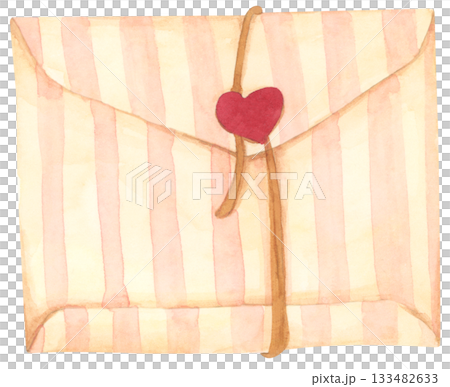 Romantic Watercolor Love Letters, Vintage Pink and Beige Envelopes with Heart for Valentine Day Illustration 133482633