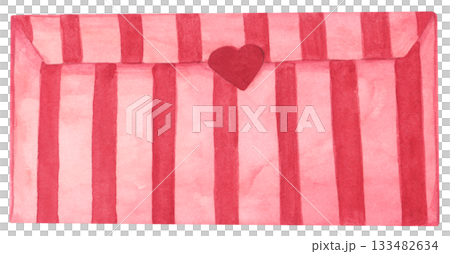 Romantic Watercolor Love Letters, Vintage Pink and Beige Envelopes with Heart for Valentine Day Illustration 133482634