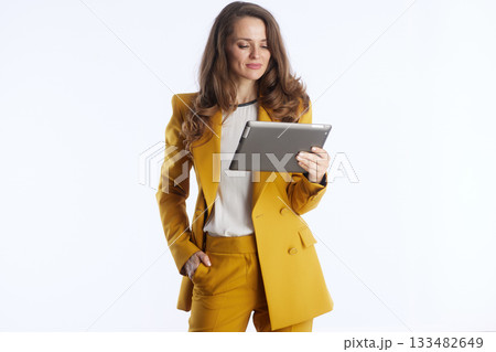 Focused Professional Working on Digital Tablet 133482649