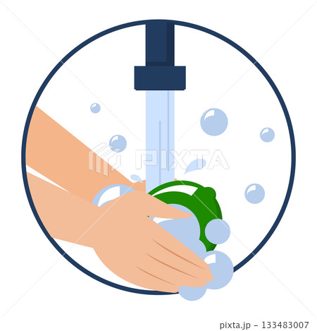 Hands washing dirty lime fruit 133483007