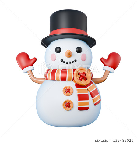 Snowman waving both hands 3D Snowman waving both hands 3D 133483029