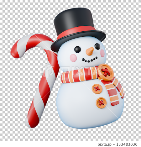Snowman with Christmas lollipop 3D Snowman with Christmas lollipop 3D 133483030