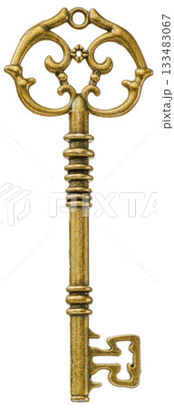 アンティーク調の真鍮スケルトンキー（白背景） 133483067