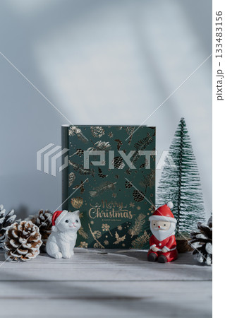 かわいいサンタと猫のクリスマスのディスプレイ 133483156