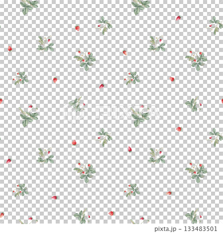 Botanical, kids style seamless pattern with wild strawberry flowers and berries on a white background. Background for children's room decor, wallpaper. Hand drawn illustration woodland strawberries. Botanical, kids style seamless pattern with wild strawberry flowers and berries on a white background. Background for children's room decor, wallpaper. Hand drawn illustration woodland strawberries. 133483501