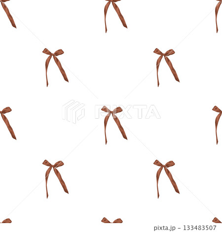 Seamless pattern with illustration burgundy bow Birthday party. Hand drawing sketch on white isolated background. Repeat ornament with dark red ribbons and bows for Christmas or New years design. Seamless pattern with illustration burgundy bow Birthday party. Hand drawing sketch on white isolated background. Repeat ornament with dark red ribbons and bows for Christmas or New years design. 133483507
