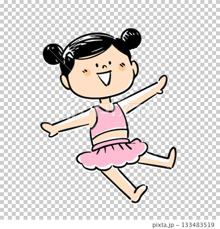 水着の可愛い女の子の手書きイラスト 133483519