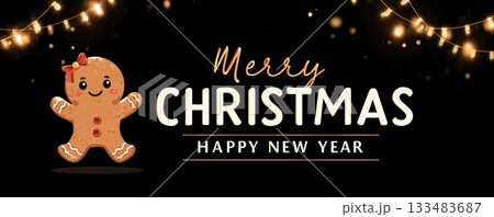 christmas greeting card with cute cookie decoration illustration christmas greeting card with cute cookie decoration illustration 133483687