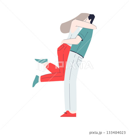 Man and Woman Romantic Couple Embrace Enjoy Love Story and Relationship Vector Illustration 133484023