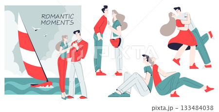Romantic Couple Love Story and Relationship Vector Set 133484038