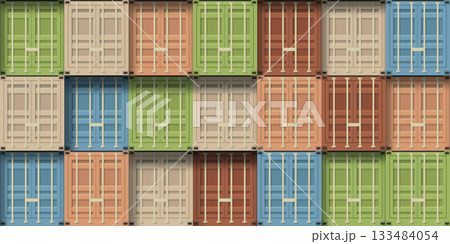 various shipping containers in stack with shadow various shipping containers in stack with shadow 133484054