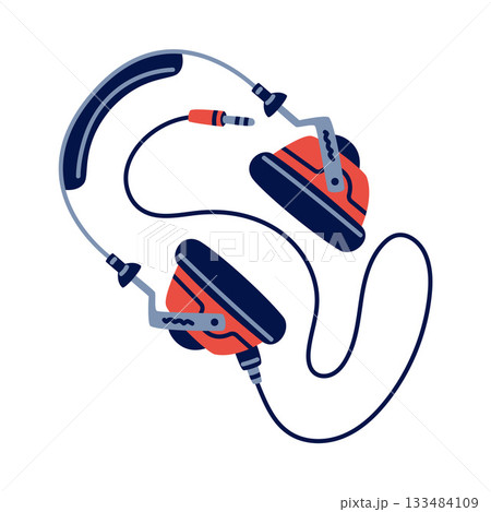 Retro Headphone with Wire or Cable for Music Listening Vector Illustration Retro Headphone with Wire or Cable for Music Listening Vector Illustration 133484109