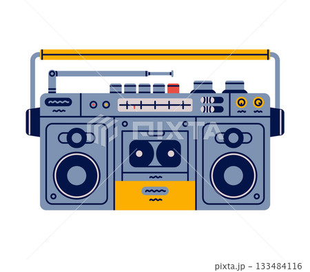 Retro Cassette Recorder for Music Listening Vector Illustration Retro Cassette Recorder for Music Listening Vector Illustration 133484116
