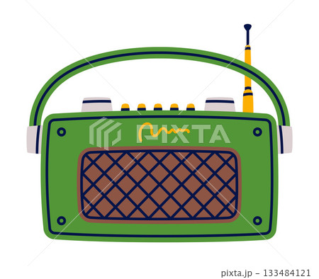 Retro Cassette Recorder for Music Listening Vector Illustration Retro Cassette Recorder for Music Listening Vector Illustration 133484121