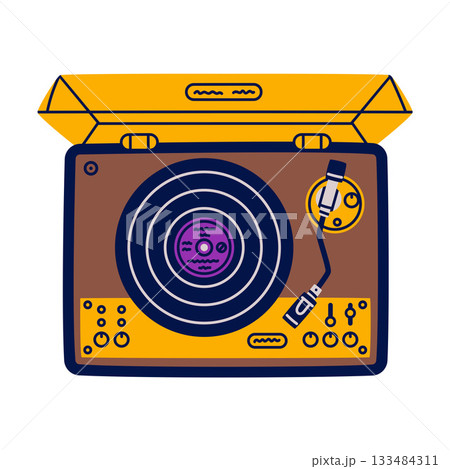 Retro Vinyl Disc for Music Listening Vector Illustration Retro Vinyl Disc for Music Listening Vector Illustration 133484311