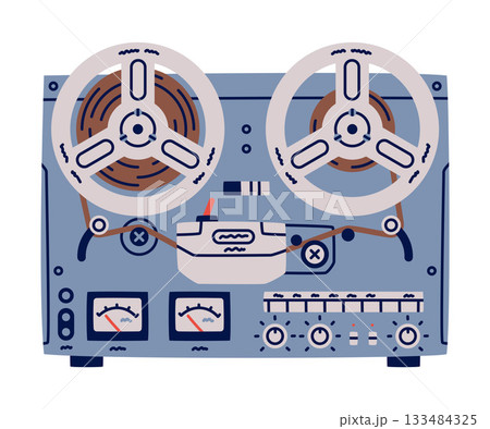 Reel Tape Recorder as Retro and Vintage Music Device Vector Illustration 133484325