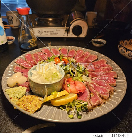 Grilled Beef Steak on Plate Medium Rare 133484495