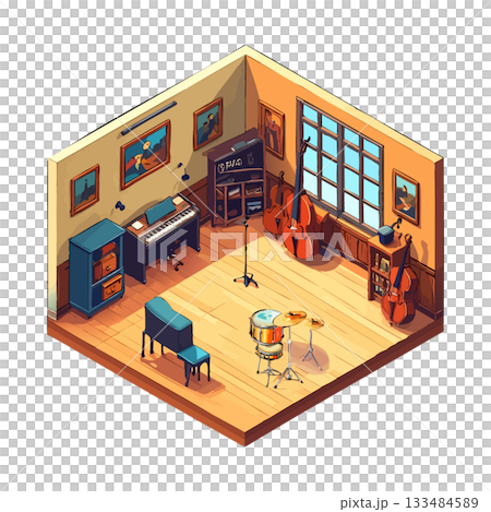 Music room illustration, school facilities, square design, teaching materials Music room illustration, school facilities, square design, teaching materials 133484589