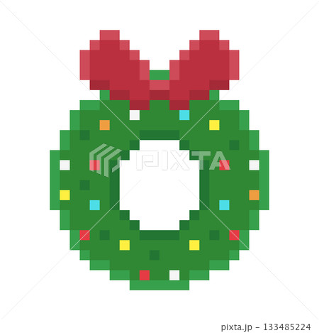 クリスマスリースのピクセルアート 133485224