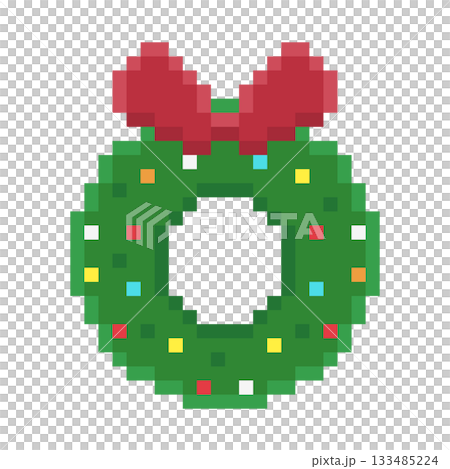 クリスマスリースのピクセルアート 133485224