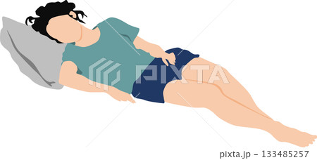 昼寝をする女性のイラスト	 133485257