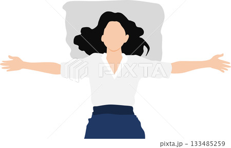 昼寝をする女性のイラスト	 133485259