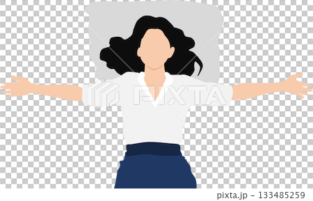 昼寝をする女性のイラスト	 133485259