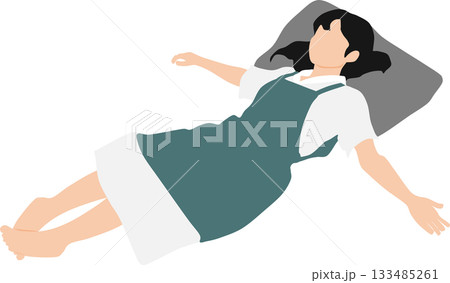 昼寝をする女性のイラスト	 133485261