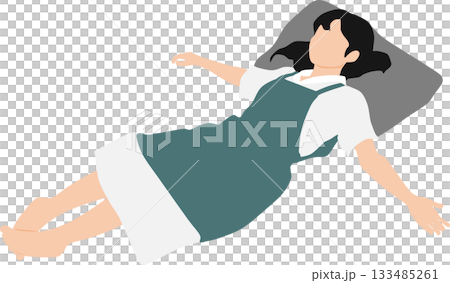 昼寝をする女性のイラスト	 133485261