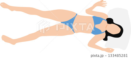 昼寝をする女性のイラスト	 133485281