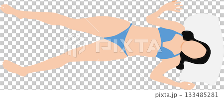 昼寝をする女性のイラスト	 133485281