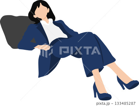 昼寝をする女性のイラスト	 133485287