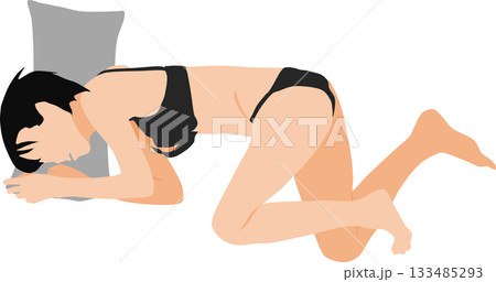 昼寝をする女性のイラスト	 133485293