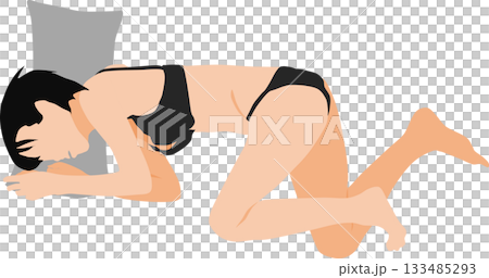 昼寝をする女性のイラスト	 133485293